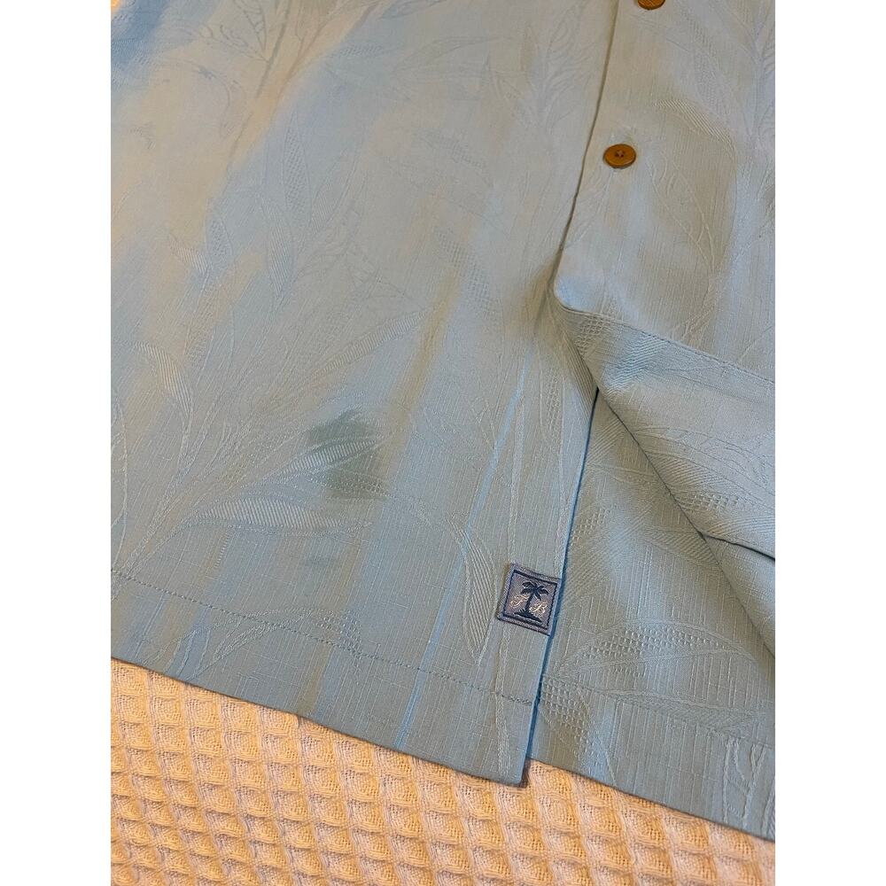 Tommy Bahamas Men's Original Fit Short Sleeve Button Up Textured 100% Silk Top M - Picture 12 of 13